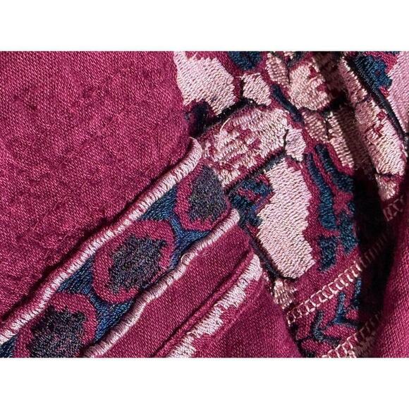 Free People All My Life Wine Embroidered Smocked Mini Dress Women’s XS Boho Chic - Picture 13 of 13